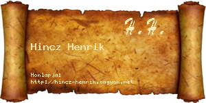 Hincz Henrik névjegykártya
